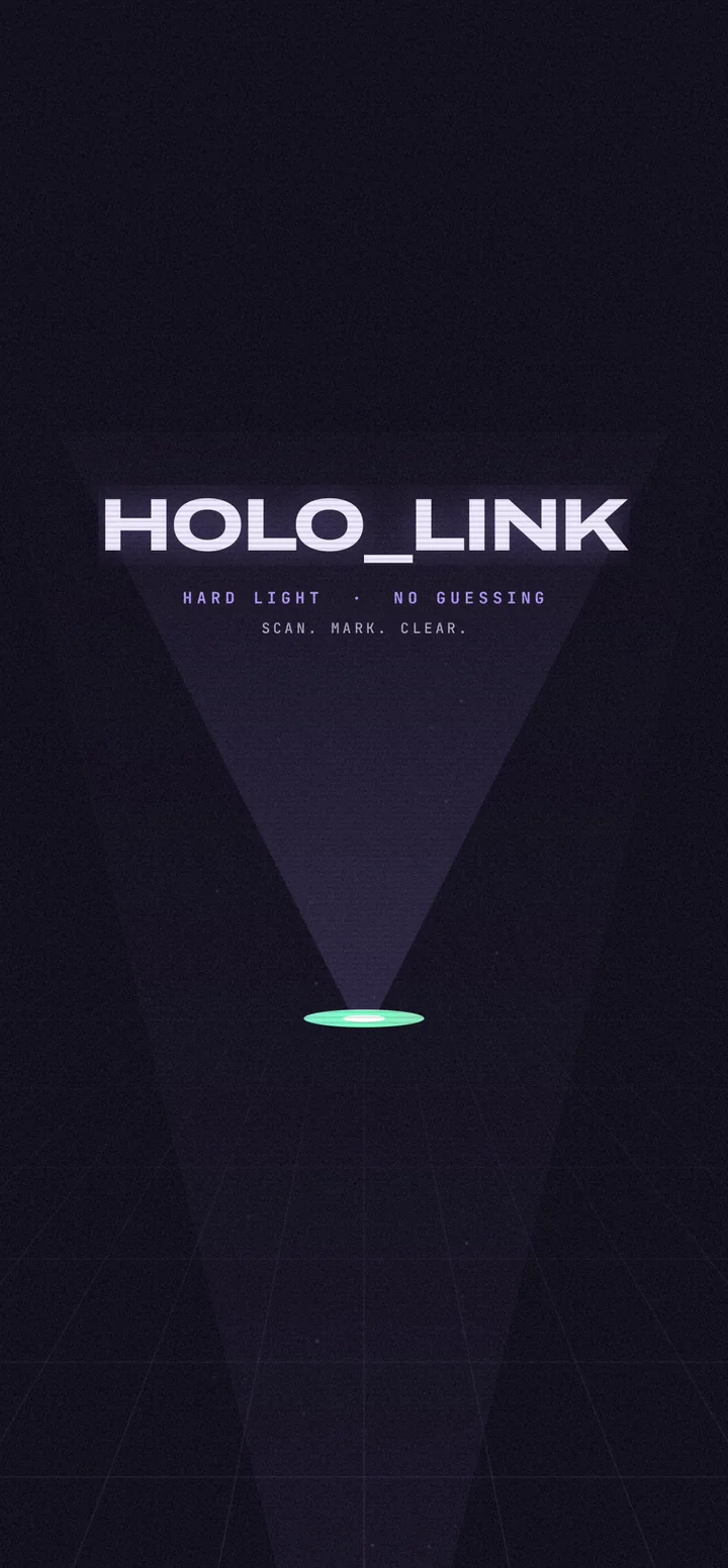 HOLO boot: an emitter projects the title in hard light.