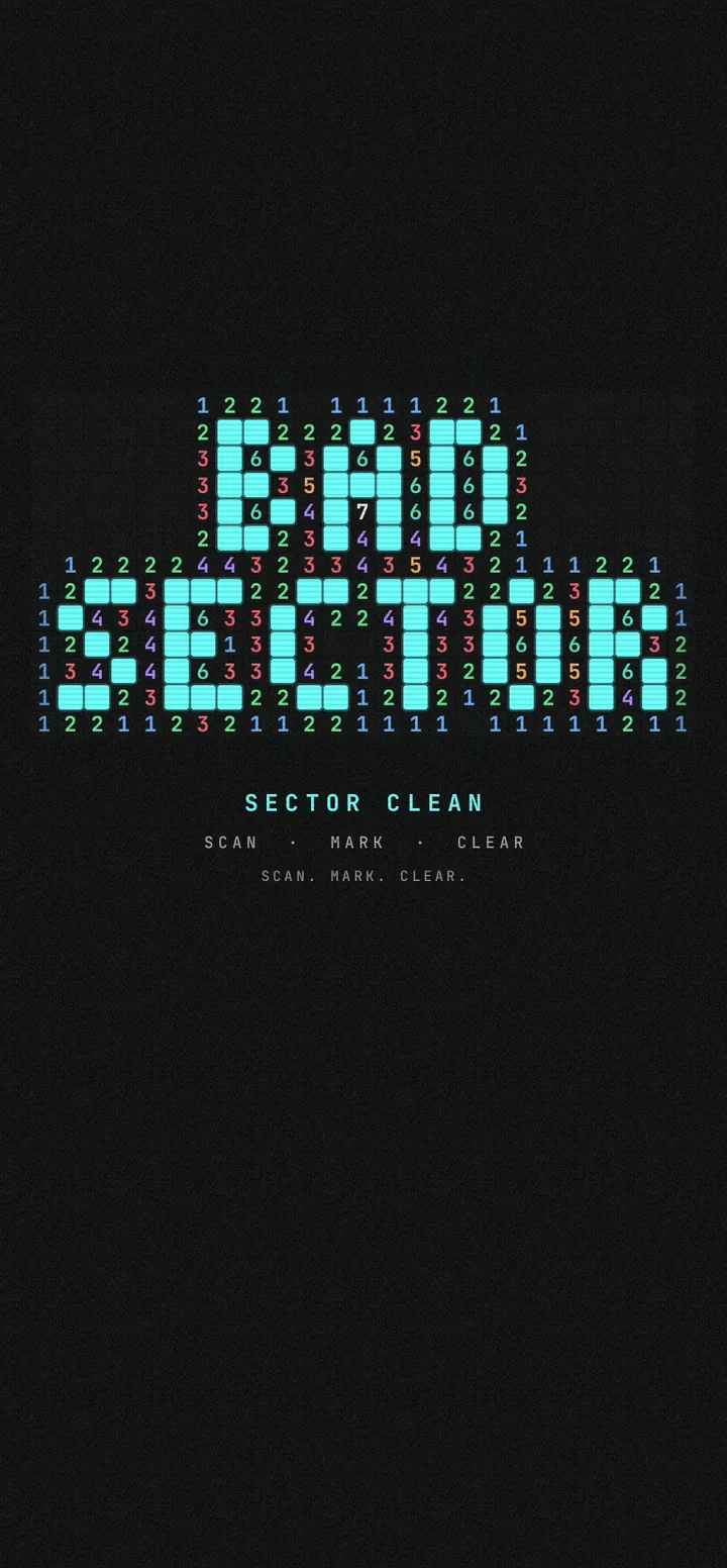 TELEMETRY boot: the board spells BAD SECTOR in ICE, then SECTOR CLEAN.